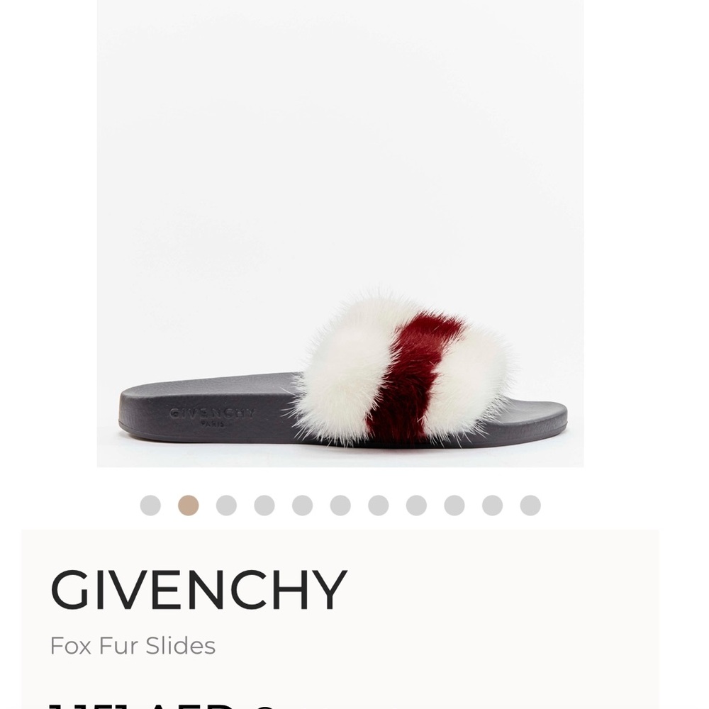 Givenchy Women's Red and White Fox Fur Slippers